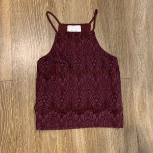 Kendall & Kylie maroon lace tank top